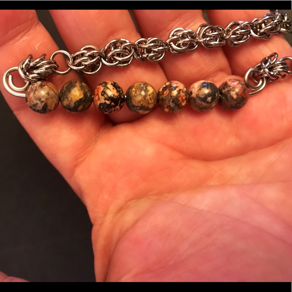 Artisan Leopard Skin Jasper Sweet Pea Necklace - Picture 3 of 5